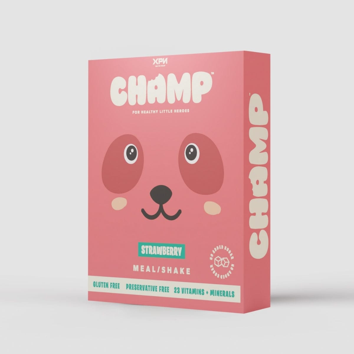XPN Nutrition CHAMP kids cereal and meal replacement shake, 450g container, with colorful packaging and product label.