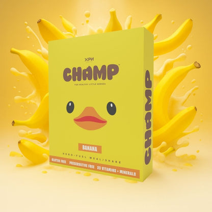 XPN Nutrition CHAMP kids cereal and meal replacement shake in 450g container, showing the product packaging.