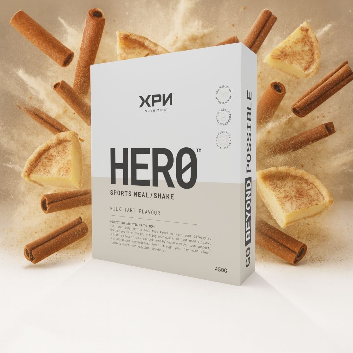 Hero XPN Nutrition cereal and meal replacement shake combo in 3 boxes, showing colorful packaging for balanced nutrition.