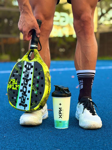 XPN Nutrition Charge Shaker bottle with a flip-top lid and mixing ball, ideal for protein shakes and nutritional drinks.