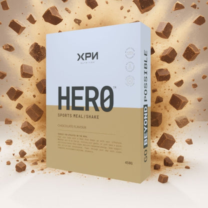 XPN Nutrition Hero cereal and meal replacement shake in 450g container, showing the product packaging and label.