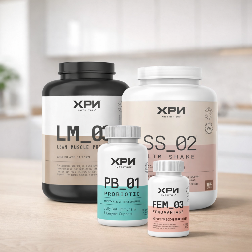 XPN Nutrition Everyday HERO+ Female Wellness Combo featuring dietary supplements in colorful bottles and packaging.