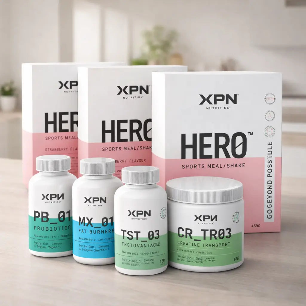 XPN Nutrition Everyday HERO+ male wellness supplement combo with vitamins and minerals for daily health support.