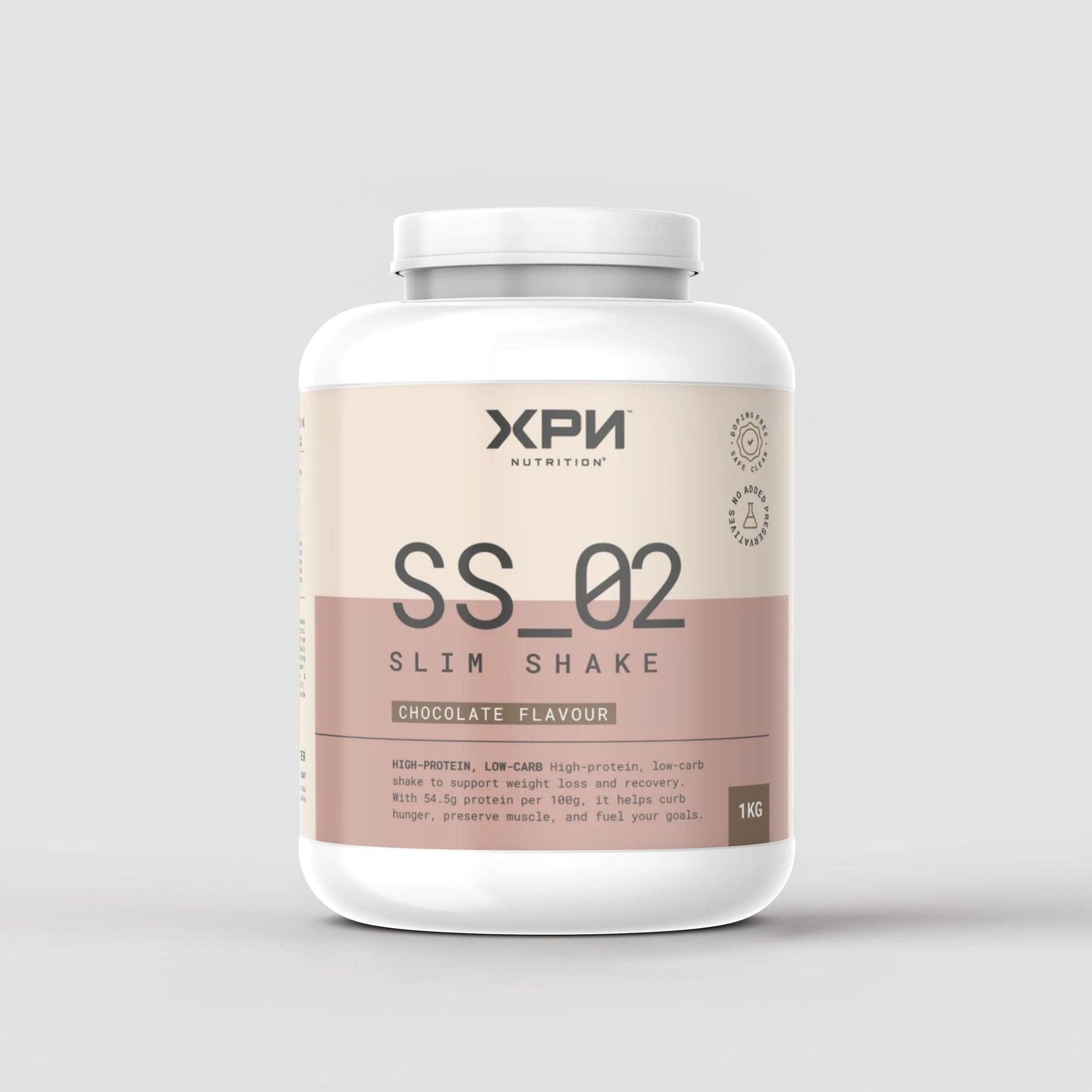 XPN Nutrition SS_02 Slim Shake in chocolate flavor, a weight management protein shake with a creamy chocolate appearance.