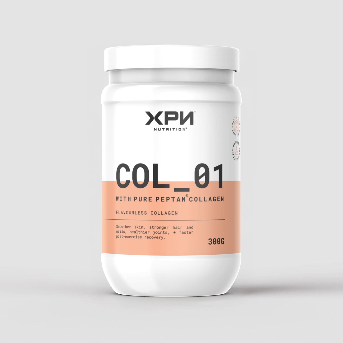XPN Nutrition Pure Peptan Collagen powder in a 300g container, used for daily health and wellness routines.