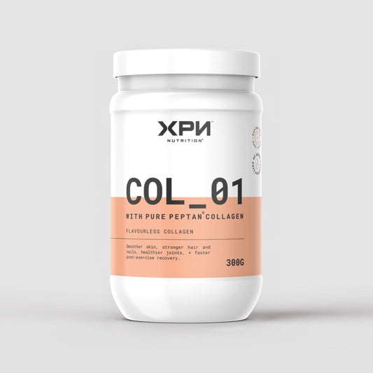 XPN Nutrition Pure Peptan Collagen powder in a 300g container, used for daily health and wellness routines.