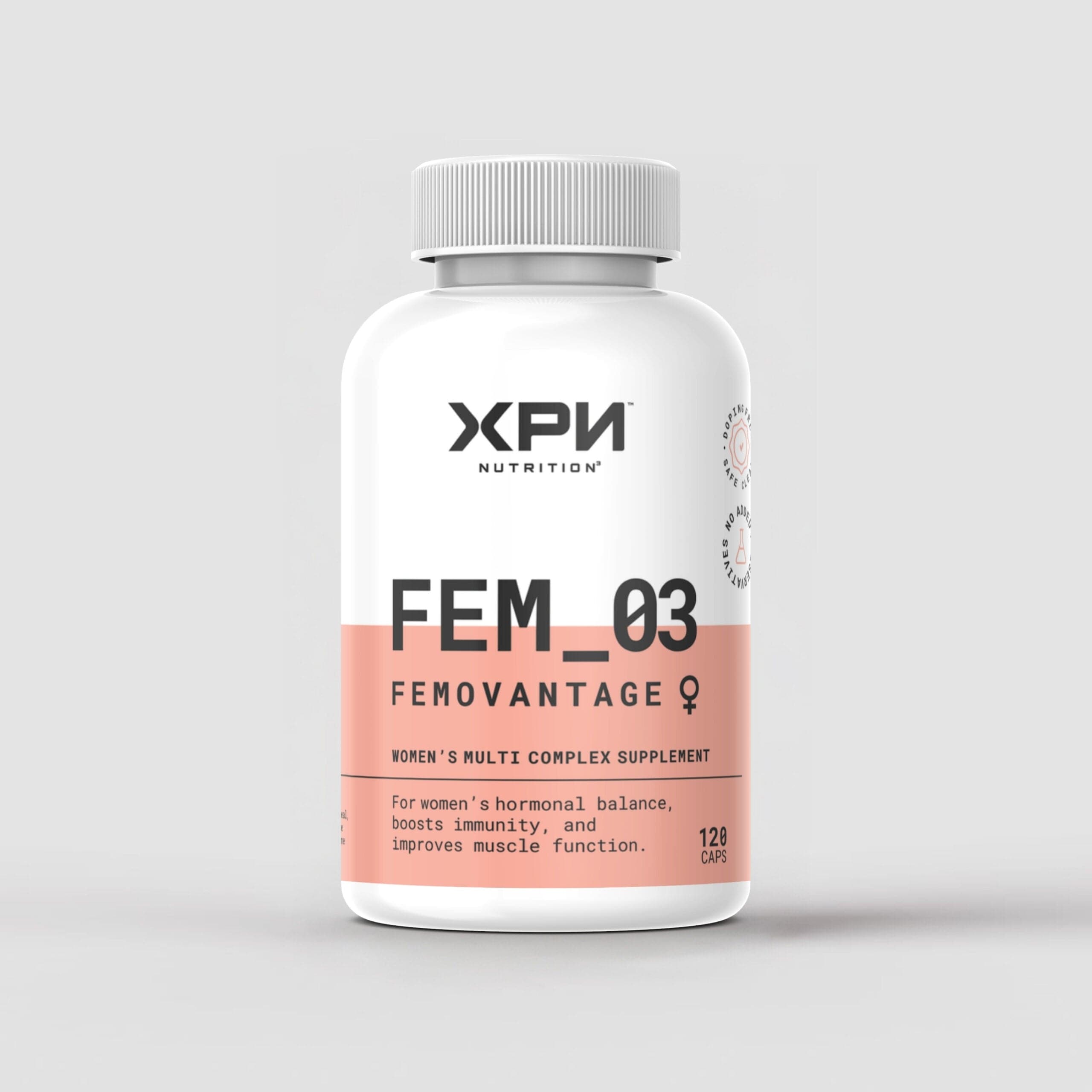 XPN Nutrition Femovantage daily health supplement in 120 capsules, featuring natural ingredients for wellness and vitality.