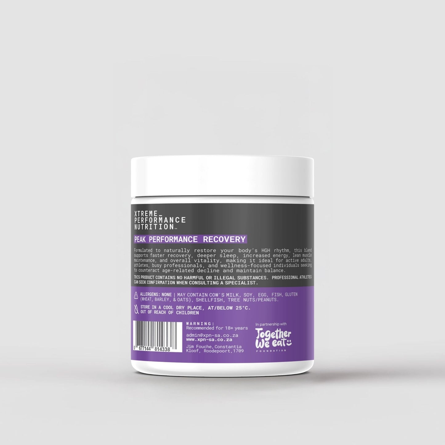 XPN Nutrition HGH_03 Elevate Growth Hormone supplement container for performance and recovery, 150g jar with label details.