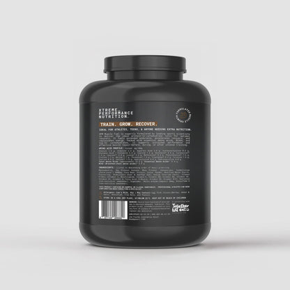 XPN Nutrition Muscle Fuel Protein powder container, designed for performance and recovery, with label details visible.