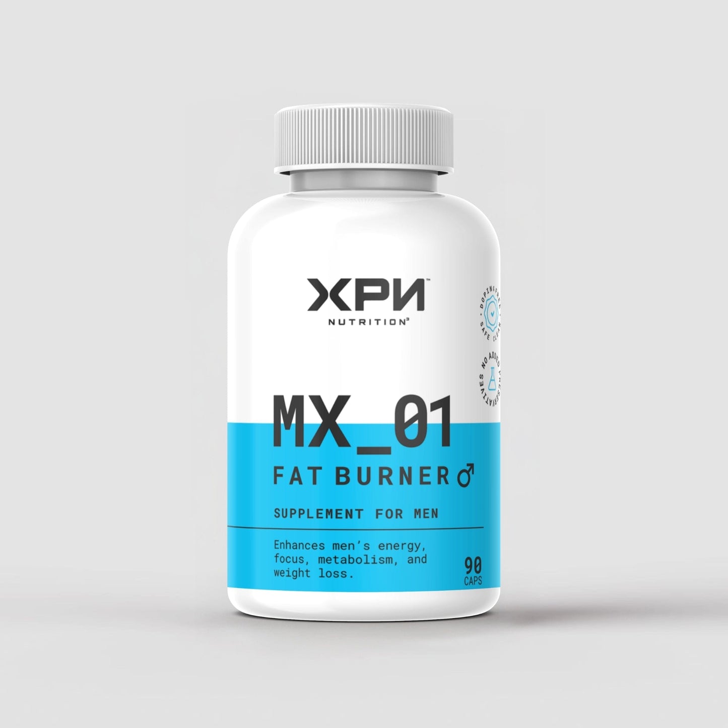 XPN Nutrition MX_01 Fat Burner Male bottle with 90 capsules for weight management and fat burning.
