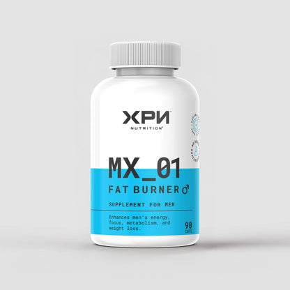 XPN Nutrition MX_01 Fat Burner Male bottle with 90 capsules for weight management and fat burning.