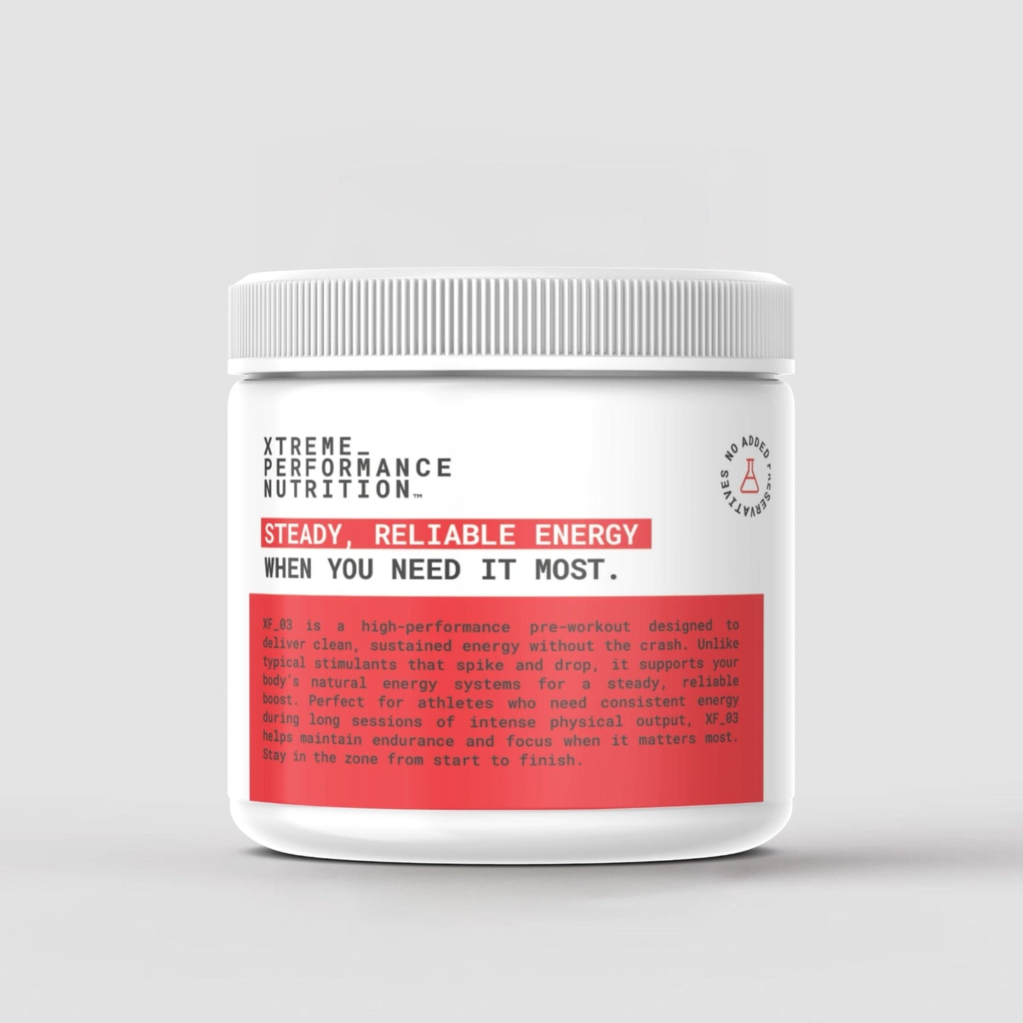 XPN Nutrition XF_03 Pre and During Workout supplement container for performance and recovery, 600g jar with label visible