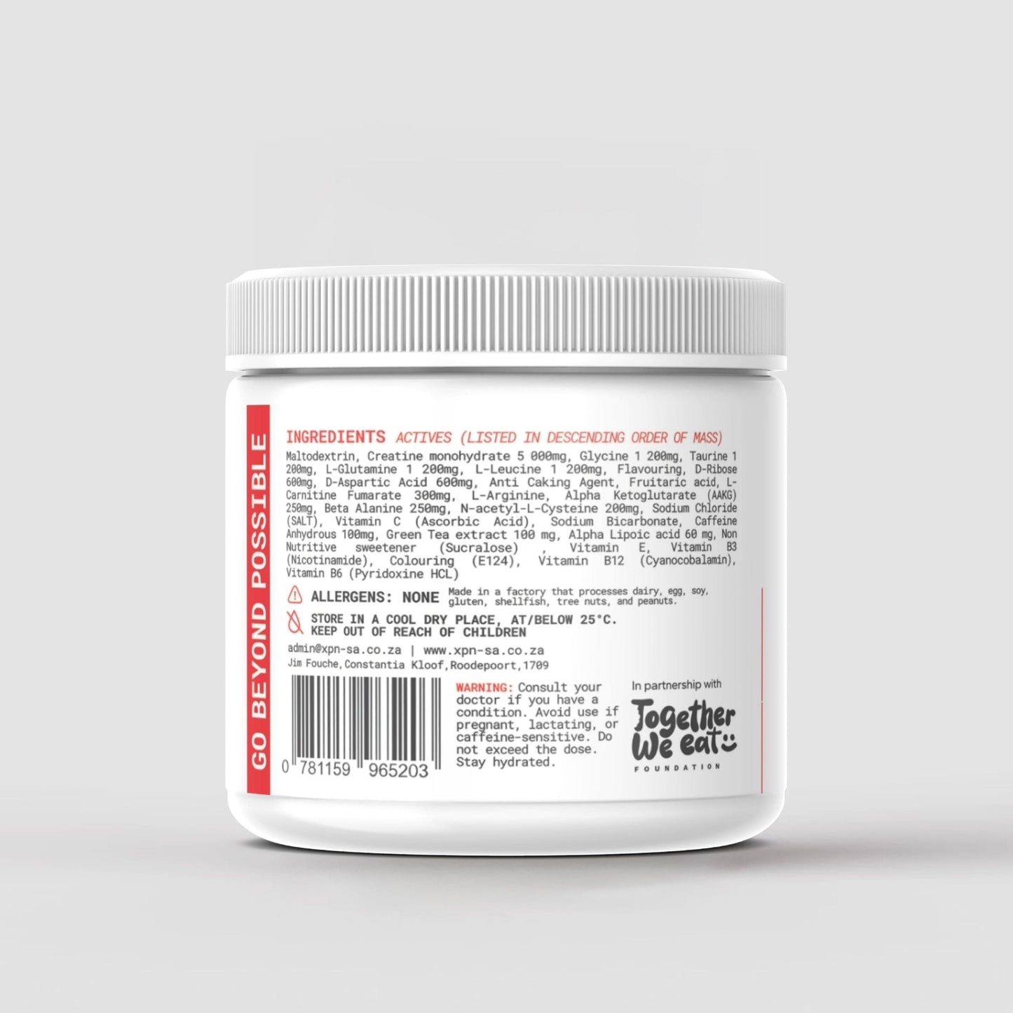 XPN Nutrition XF_03 Pre-and During Workout 600g performance and recovery supplement powder in a container with scoop